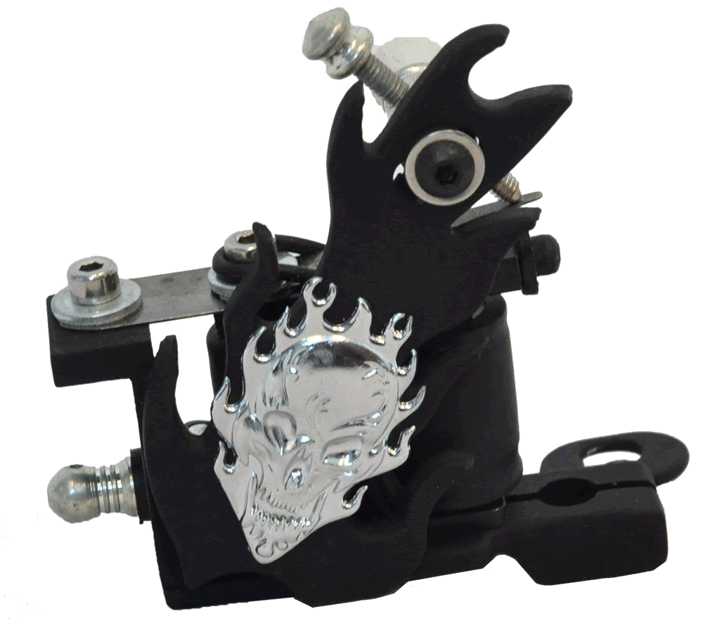 Skull Black Silicone and Stainless Steel Finish Shader Tattoo Machine (H2)