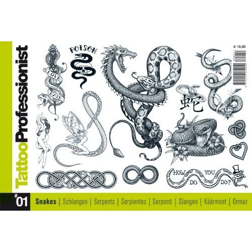 Tattoo Professional Series #1 Tattoo Book on SNAKES Illustration Flash Book