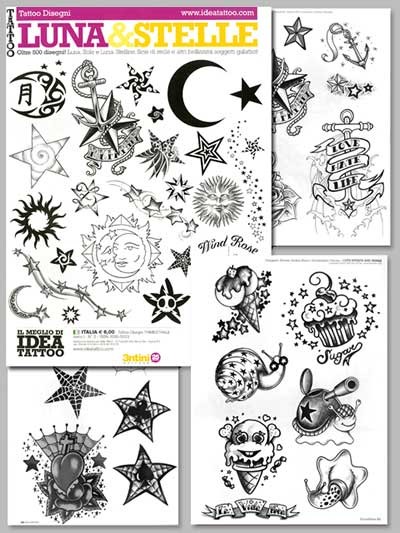 Tattoo Luna & Stelle - Moon and Stars Illustration Flash Book